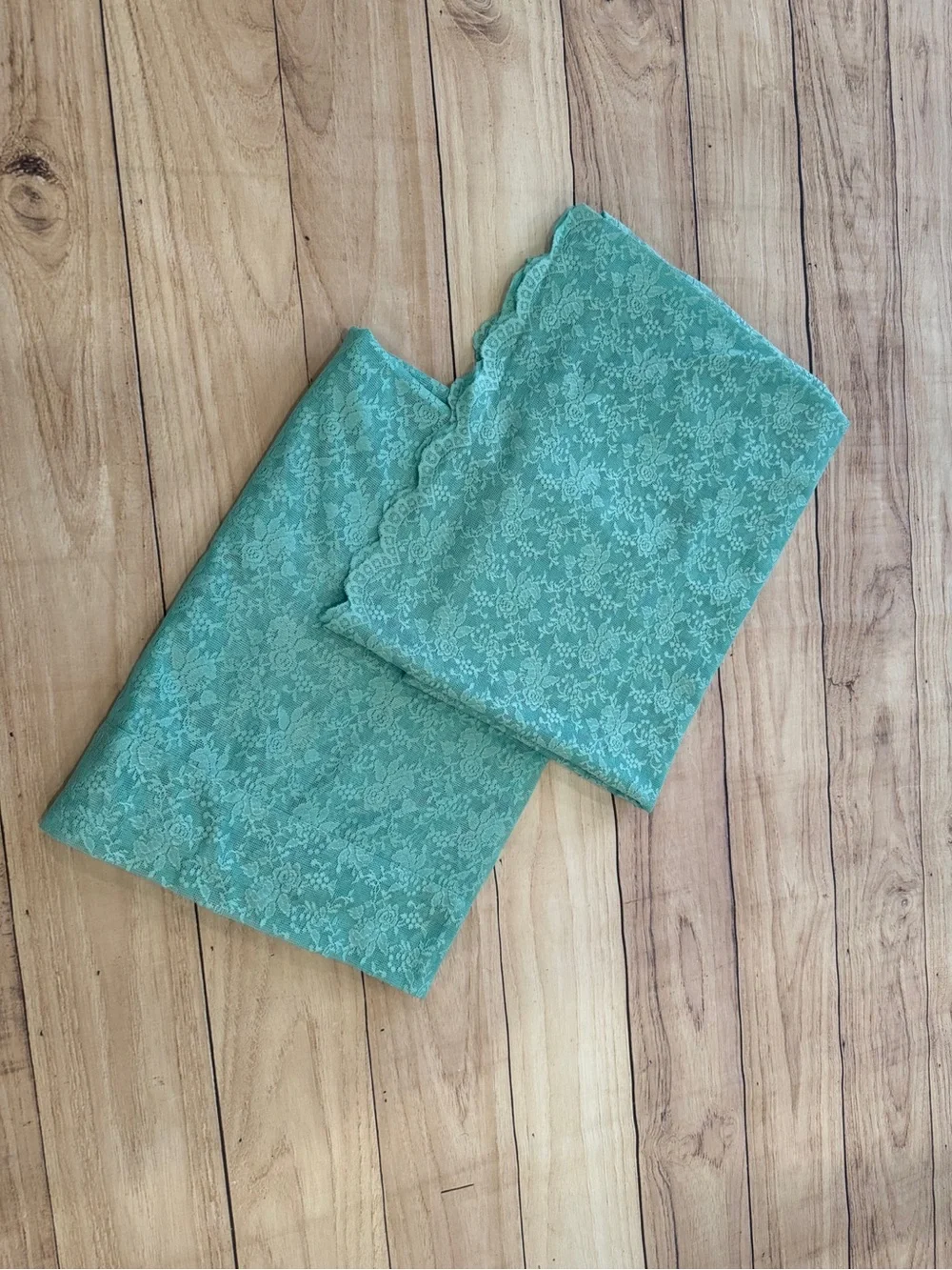 FINECITY Teal Floral Lace Sheer Curtain Panels Set of 2 52” x 63” Rod Pocket